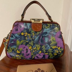 Patricia Nash Gracchi Frame deep blue nature color satchel/ crossbody purse